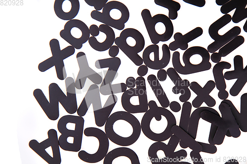 Image of black plastic alphabet isolated