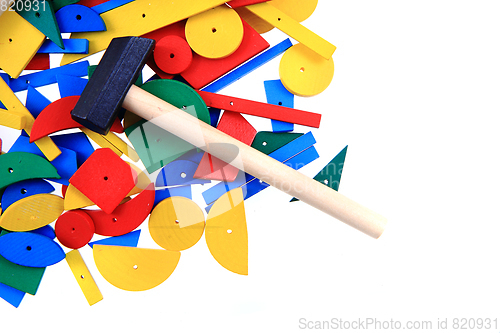 Image of color wooden toy shapes