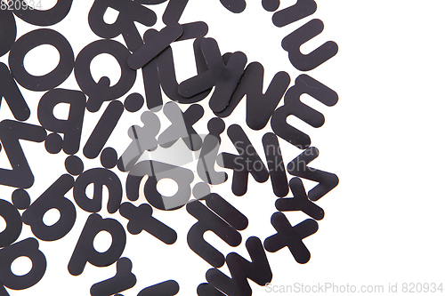 Image of black plastic alphabet isolated
