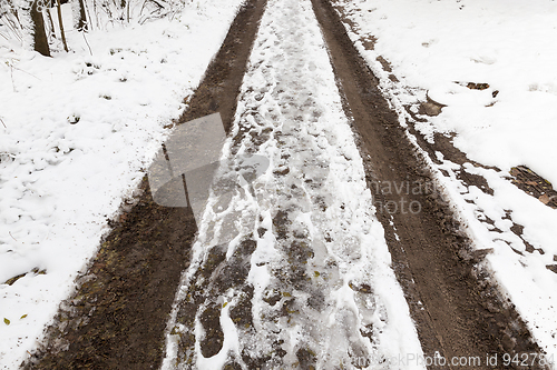 Image of Rural Dirt road with snow