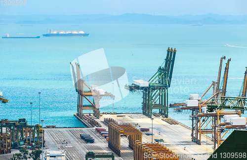 Image of Port harbor, cranes and containers