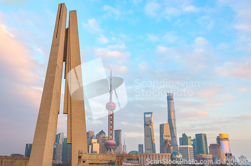 Image of Sunset skyline of Shanghai metropolis 