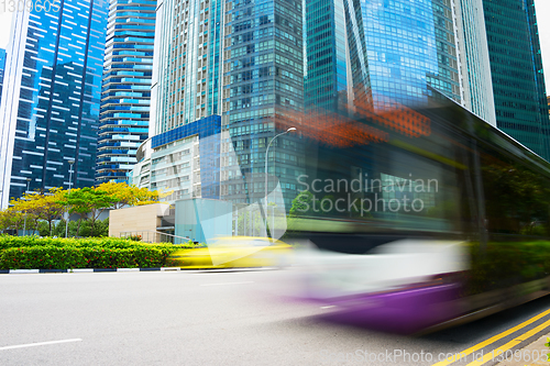 Image of Bus motion blur Singapore Downtown