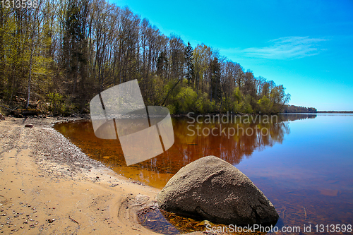 Image of River landscape with big stones in Latvia.