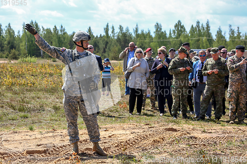 Image of Soldiers in military training Saber Strike in Latvia.