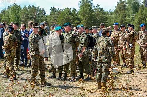 Image of Soldiers in military training Saber Strike in Latvia.