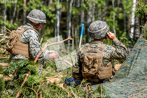 Image of Soldiers in military training Saber Strike in Latvia.