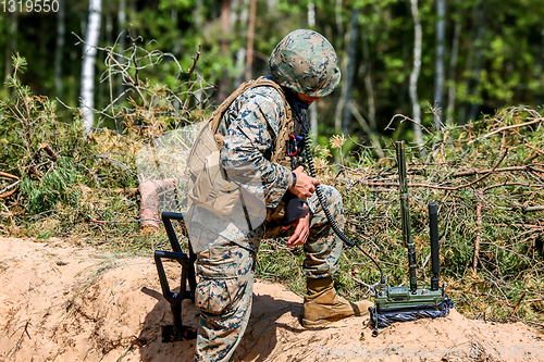 Image of Soldiers in military training Saber Strike in Latvia.