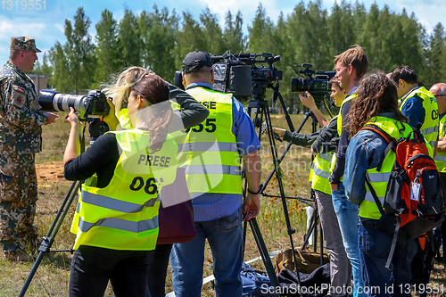 Image of Journalists in military training Saber Strike in Latvia.