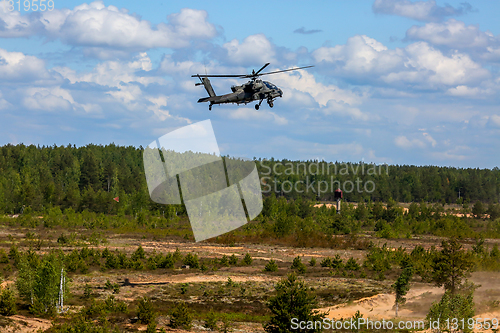 Image of Fighting helicopter in military training Saber Strike in Latvia.