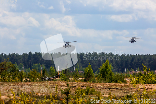 Image of Fighting helicopters in military training Saber Strike in Latvia