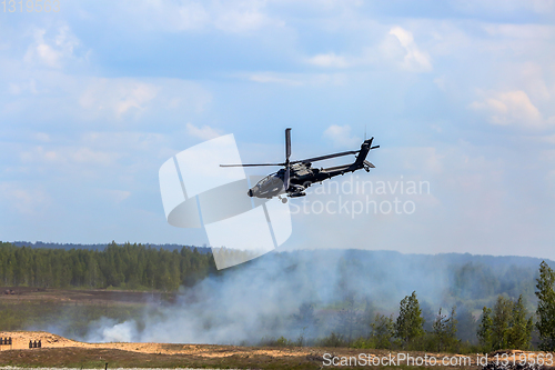 Image of Fighting helicopter in military training Saber Strike in Latvia.