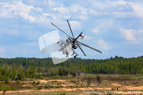 Image of Fighting helicopter in military training Saber Strike in Latvia.