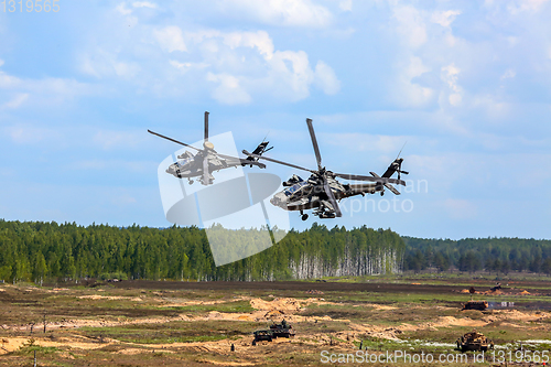 Image of Fighting helicopters in military training Saber Strike in Latvia
