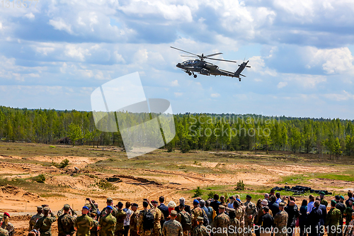 Image of Fighting helicopter in military training Saber Strike in Latvia.