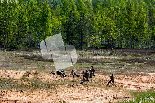 Image of Soldiers in military training Saber Strike in Latvia.