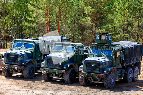 Image of Military vehicles in training Saber Strike in Latvia.