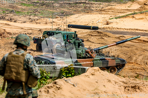 Image of Saber Strike military training in the landfill in Latvia.