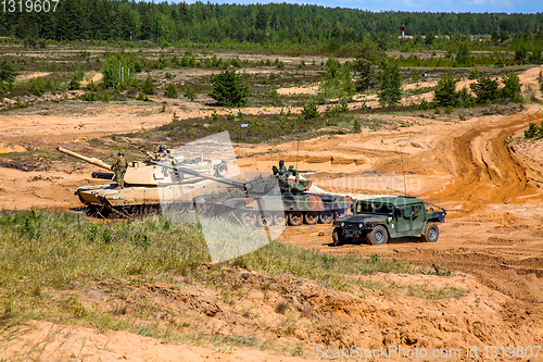 Image of Military equipment in training Saber Strike in Latvia.