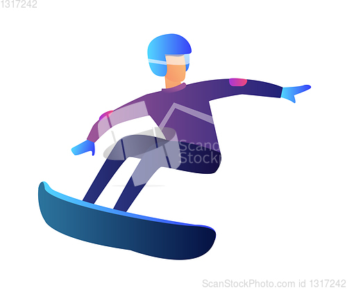 Image of Riding snowboarder vector illustration.