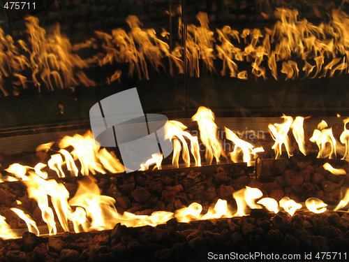 Image of indoor orange fire flames