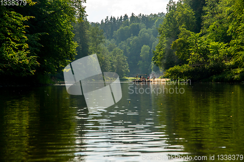 Image of Trip by raft on the river during summer.