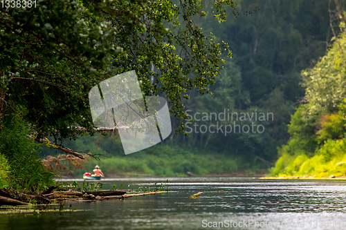 Image of Trip by boat on the river during summer.