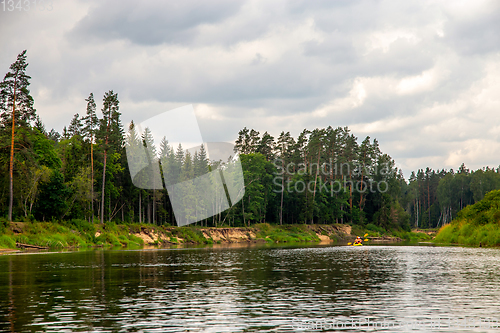 Image of Landscape with river, cliff  and forest in Latvia.