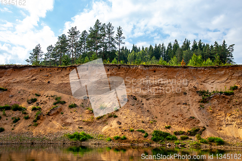 Image of Landscape with river, and trees on the cliff in Latvia.