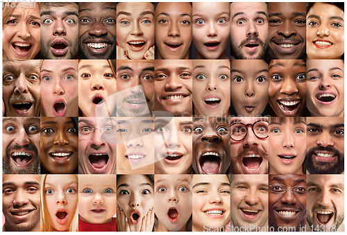 Image of Close up portrait of young people full of expression