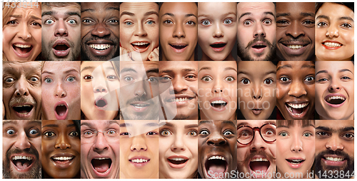 Image of Close up portrait of young people full of expression