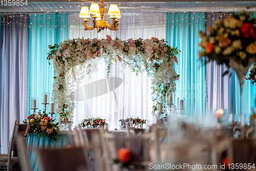 Image of Restaurant decorated for wedding party