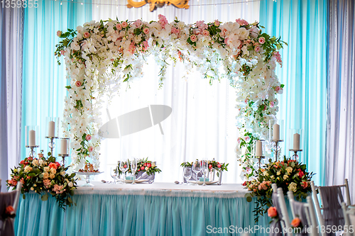 Image of Restaurant decorated for wedding party