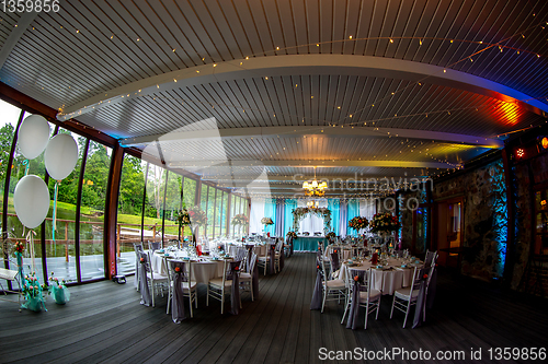 Image of Restaurant decorated for wedding party