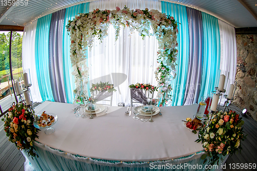 Image of Restaurant decorated for wedding party