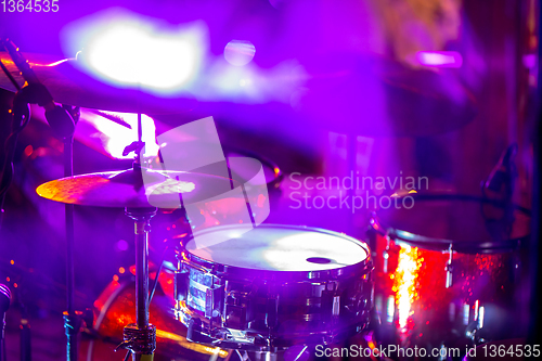 Image of Drumkit in abstract multicolored light