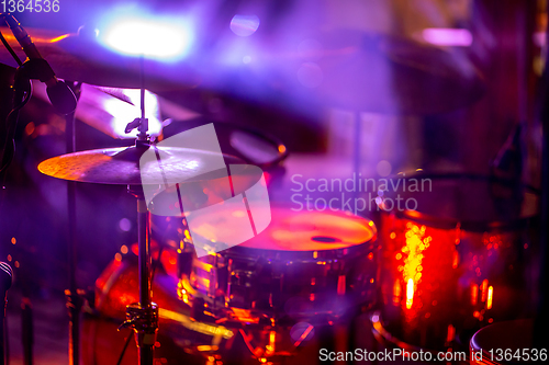 Image of Drumkit in abstract multicolored light