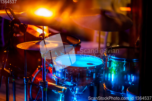 Image of Drumkit in abstract multicolored light