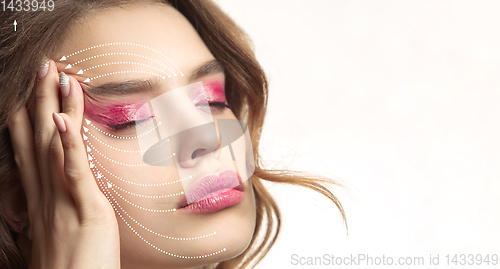 Image of Beautiful female face, concept of skincare and lifting