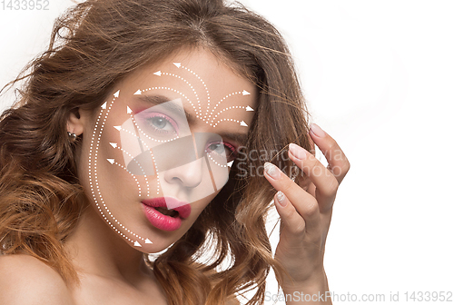 Image of Beautiful female face, concept of skincare and lifting