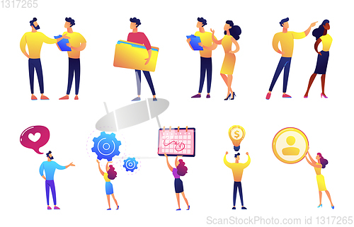 Image of Business people meeting and discussion vector illustrations set.