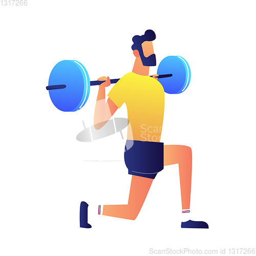 Image of Weightlifter with barbell vector illustration.