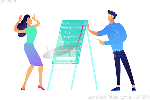 Image of Businessman presentig growing business chart vector illustration.