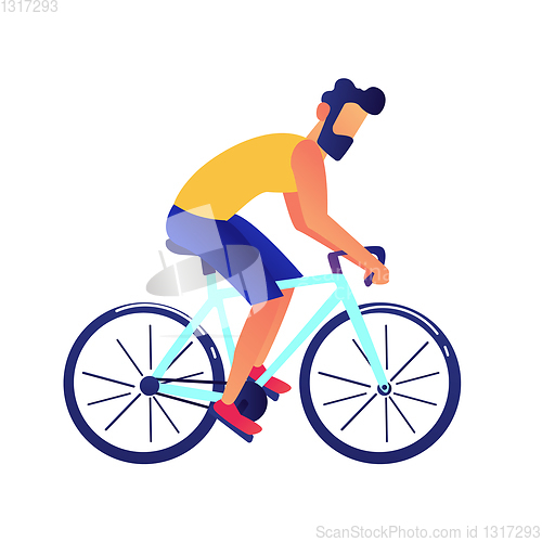Image of Businessman riding a bike vector illustration.
