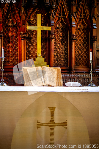 Image of Interior of church before wedding ceremony