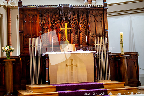 Image of Interior of church before wedding ceremony