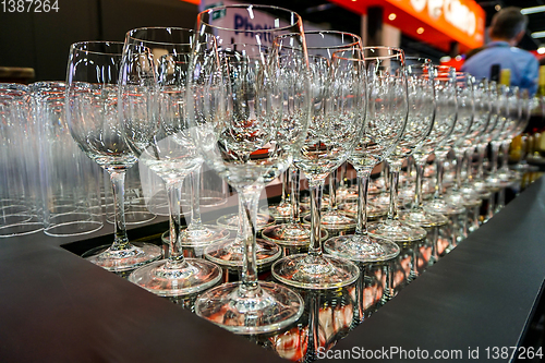 Image of Wine glasses in reataurant at the Photokina Exhibition