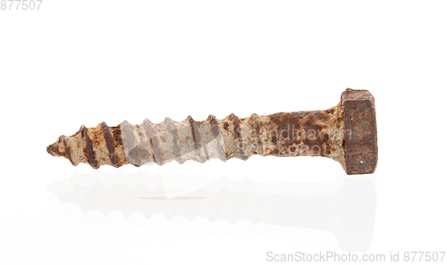 Image of Rusted old screw isolated