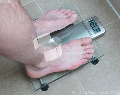 Image of Man\'s feet on weight scale - Help