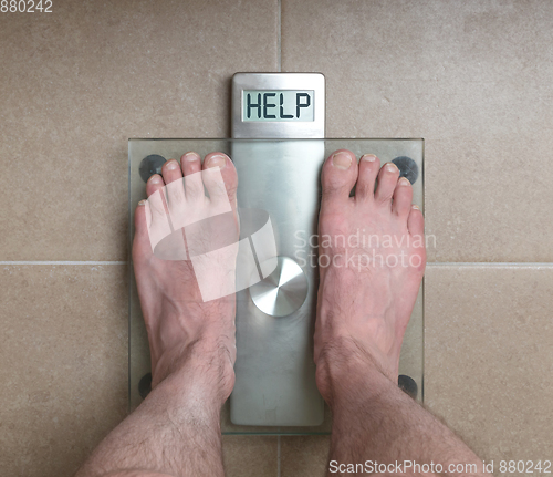 Image of Man\'s feet on weight scale - Help